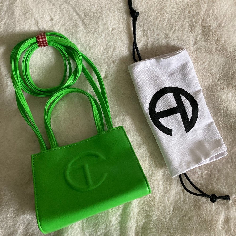 Telfar Small Highlighter Green Shopping Bag and Dustbag